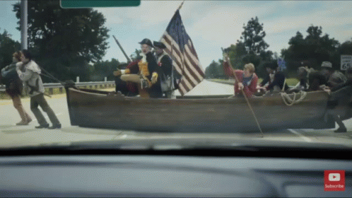 George Washington Boat Crossing Street GIF