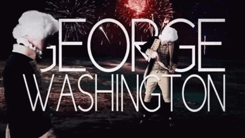George Washington in a Wig with Fireworks