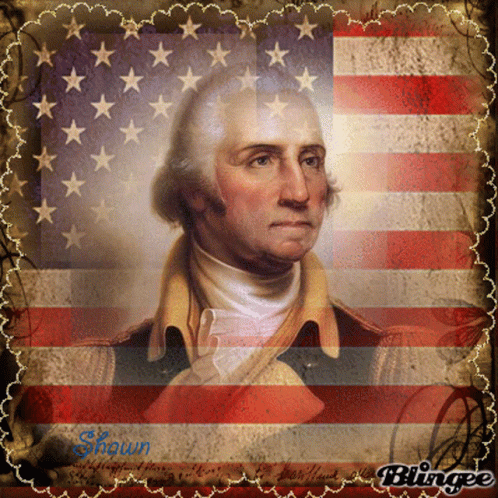 George Washington In Front Of American Flag GIF