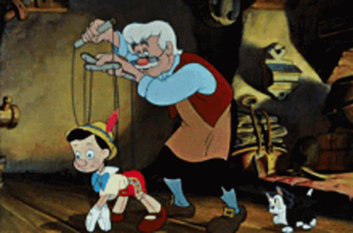Geppetto Controlling Pinocchio Puppet GIF