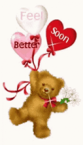 Get Better Soon Bear With Heart Balloons GIF