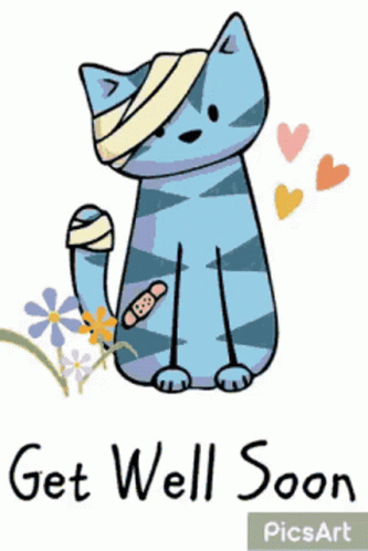 Get Better Soon Sick Blue Cat GIF