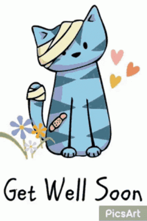 Get Better Soon Sick Blue Cat GIF