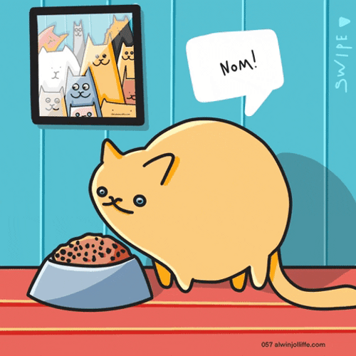 Get In My Belly Cartoon Cat Eating GIF