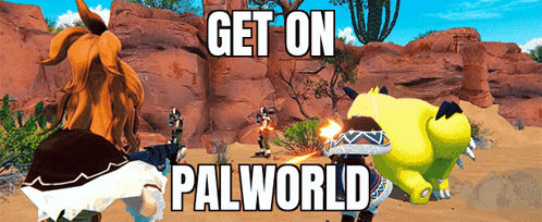 Get On Palworld Shooting Guns Gameplay GIF