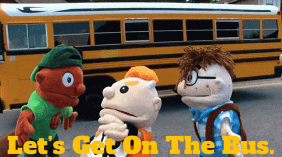 Get On The School Bus Super Mario Logan Puppets GIF