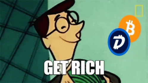 Get Rich Cartoon Guy Shuffling Money GIF