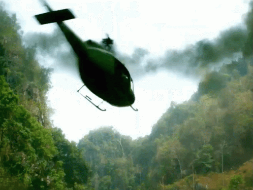 Get To The Choppa Helicopter Crash Green Smoke GIF