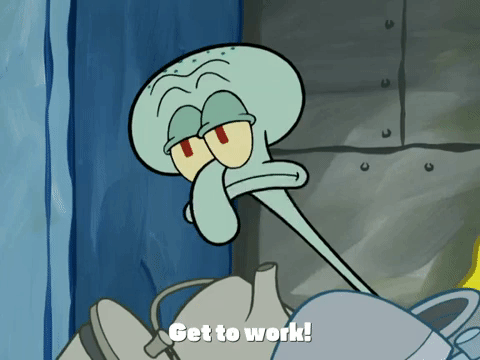 Get To Work Drowsy Squidward GIF