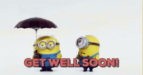 Get Well Minions In Umbrella GIF
