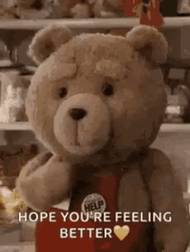 Get Well Bear Mascot Flying Kiss GIF