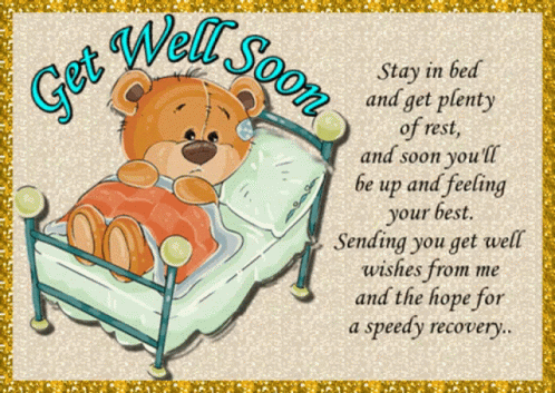 Get Well Bear In Bed Letter GIF