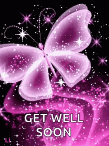 Get Well Purple Glitter Butterfly GIF