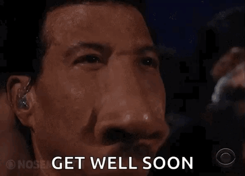 Get Well Soon Message on Man's Face