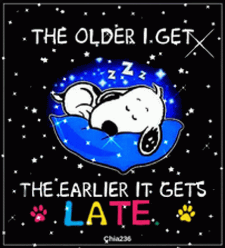 Getting Old Bedtime Things Snoopy GIF