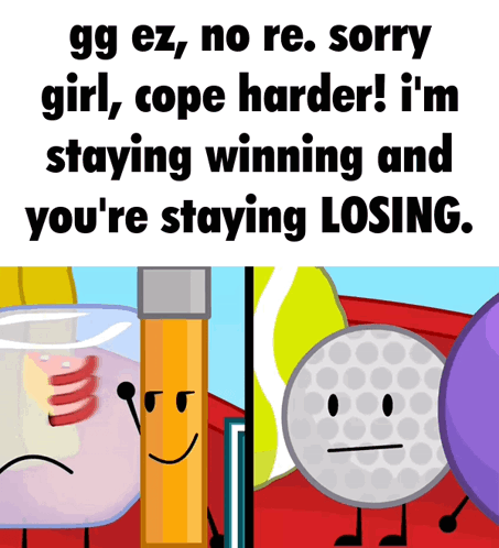 Gg Ez No Re Sorry Girl Cope Harder ! I 'M Staying Winning And You 'Re Staying Losing . GIF