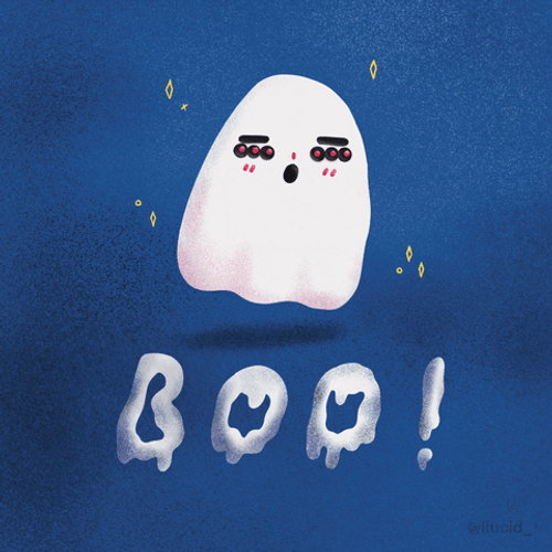 Ghost Booo In Blue Background GIF