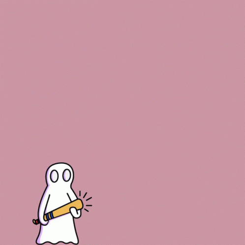 Ghost Cartoon Baseball Bat GIF