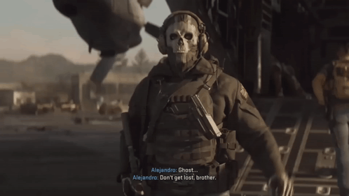 Ghost Cod About To Board A Plane GIF