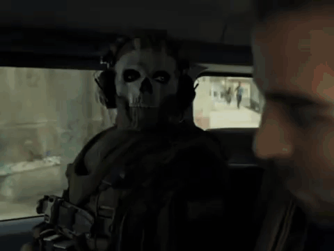 Ghost Cod Sitting Still Inside A Moving Car GIF