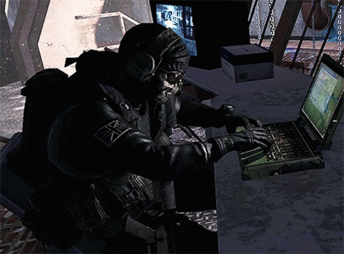 Ghost Cod Typing On Laptop GIF