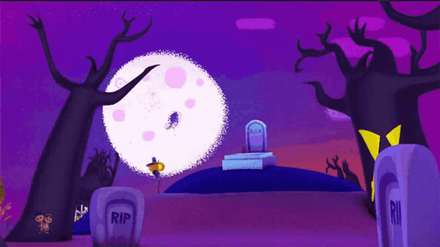 Ghost Flying In Cemetery GIF