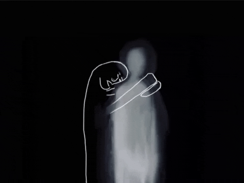 Ghost Hug Dark Spooky Sketch Cartoon GIF