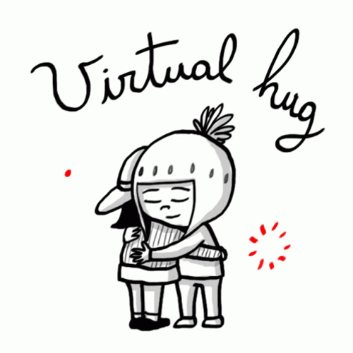 Big Ghost Hug Cute Cartoon Couple GIF 