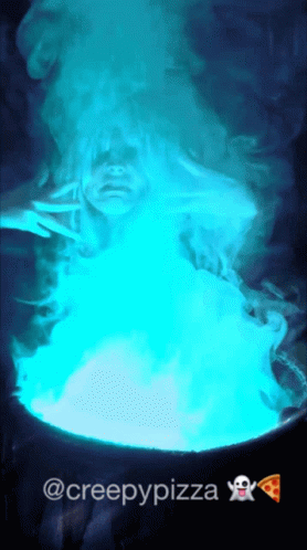Ghost In Cauldron With Creepypizza GIF