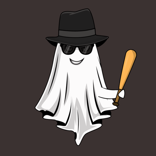 Ghost In Hat And Sunglasses Holding Baseball Bat GIF