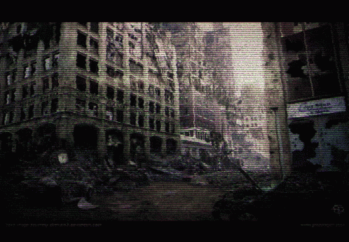 Ghost Town With Shattered Structures GIF
