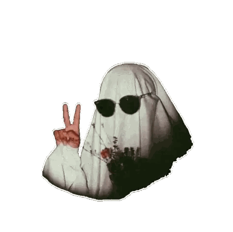 Ghost Wearing Sunglasses Giving Peace Sign