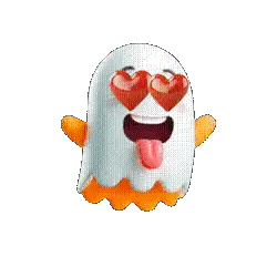 Ghost with Hearts in Eyes and Tongue Out