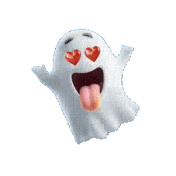 Ghost With Hearts in Eyes and Tongue Out