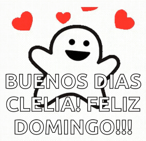 Ghost With Hearts Saying Buenos Dias Clelia Feliz Domingo GIF
