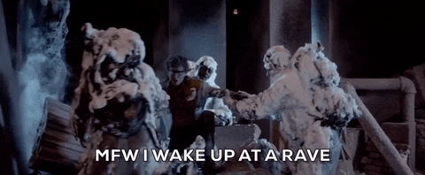 Ghostbusters Waking Up At Rave Party GIF