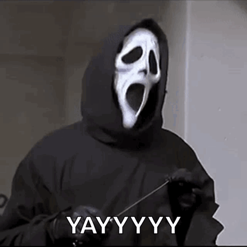 Ghostface in Black Hooded Jacket Holding Knife