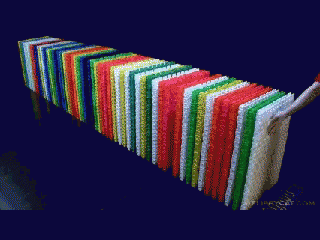Giant Colorful Dominos Falling GIF