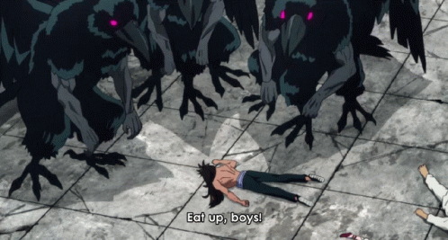 Giant Crows Attacking Suiryu GIF