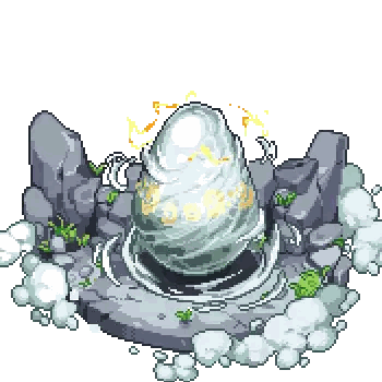 Giant Egg Surrounded by Rocks and Plants