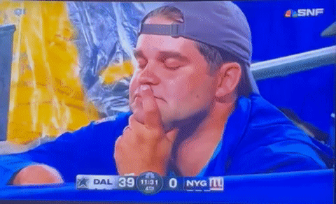 Giant Fan Dismayed With Daniel Jones GIF