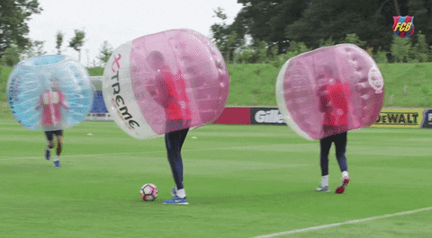 Giant Human Bubble Fall Off Game GIF