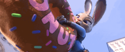Giant Judy Hopps Holding Donut GIF