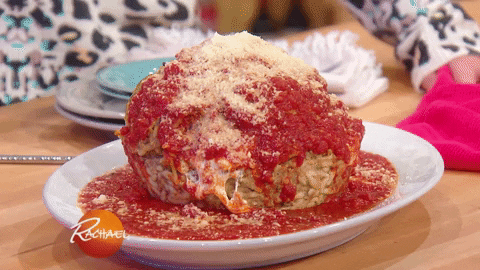 Giant Meatball With Sauce And Cheese GIF