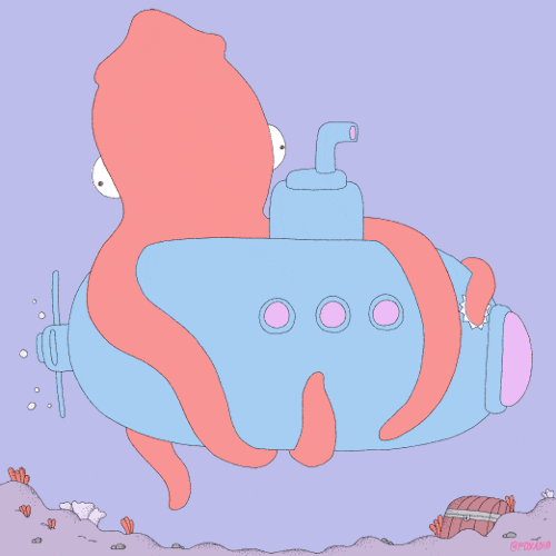 Giant Octopus Squeezing A Submarine GIF