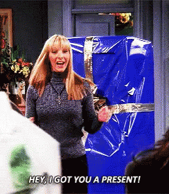 Giant Present Excited Phoebe Buffay Friends GIF
