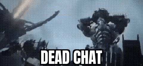 Giant Robot Saying Dead Chat Standing Before People