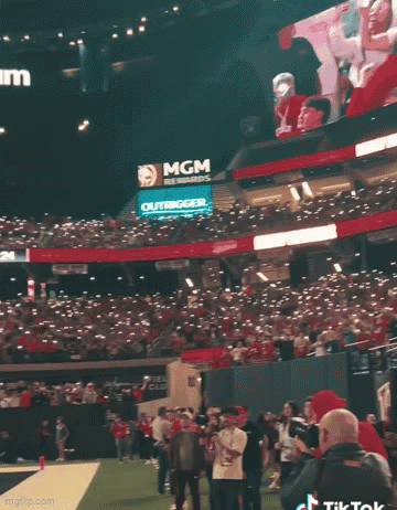 Giant Stadium With MGM Rewards and Outtrigger Signs