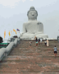 Giant Statue Of Buddha Shot By Tourists GIF