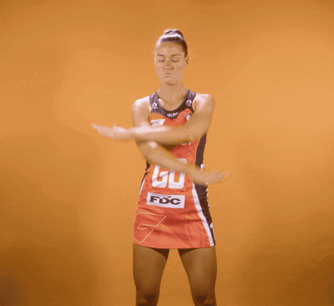 Giants Netball No Deal Arm Cross GIF